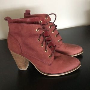 Burgundy lace up bootie